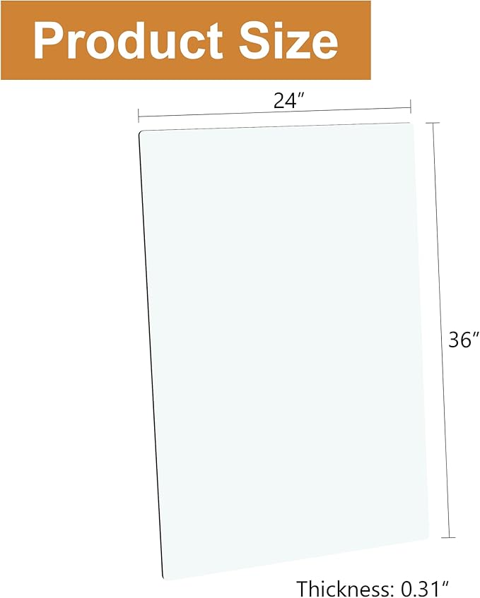 Rectangle Glass Table Top, 24"x36" Tempered Glass Table Tops with Durable and Heat-Resistant, Versatile for Dining Kitchen Coffee Office Tabletop