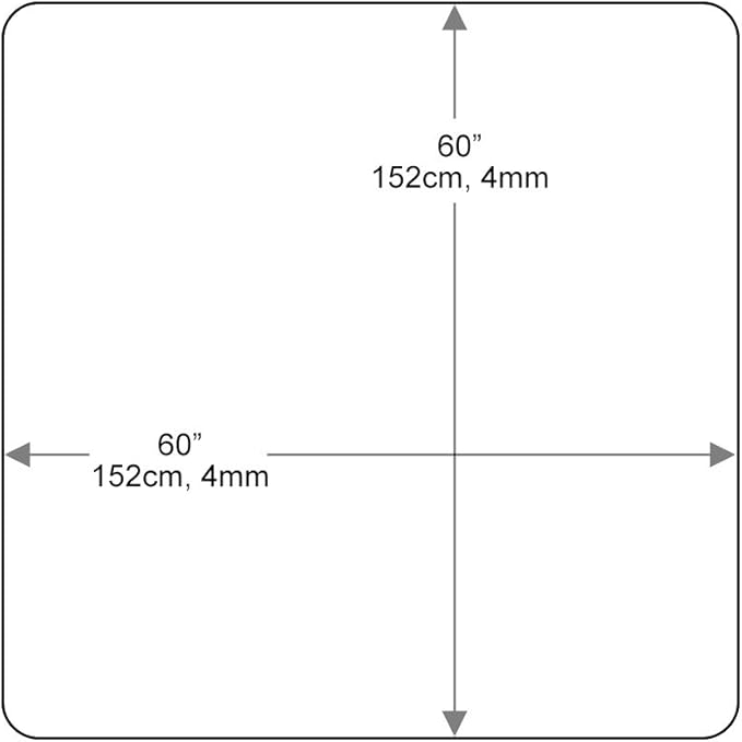 Dulles Glass 60 inch Square Glass Table Top - Tempered - 1/2" Thick Glass Surface, Safe Beveled Edge, Radius Corners, Multipurpose for Dining Table, Patio, Coffee and End Table