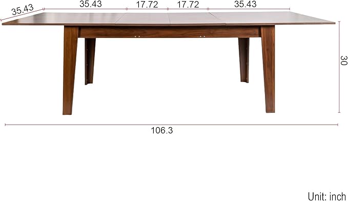 JIJIWANG 70.87''-106.3'' Extendable Dining Table for 8-12, Modern Space-Saving Wood Kitchen Table, Rectangle Folding Conference Meeting Tables for Living Meeting Room Kitchen, Walnut