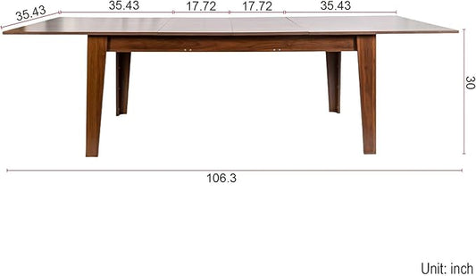 JIJIWANG 70.87''-106.3'' Extendable Dining Table for 8-12, Modern Space-Saving Wood Kitchen Table, Rectangle Folding Conference Meeting Tables for Living Meeting Room Kitchen, Walnut