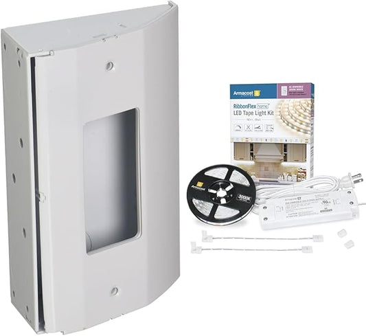 Bryant Electric RU100W tradeSELECT Under Cabinet/Counter Power Distribution Box & Armacost Lighting 421502 Ribbon Flex Home LED Tape Light Kit, 16 ft, AC Dimmable (3000K) 300 LED Lights