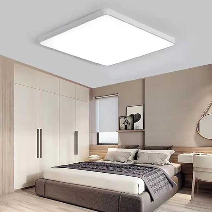 LED Ceiling Light Fixture,12 Inch Modern Square Recessed Ceiling Lights, Dimmable Light,24W White Close to Ceiling Lighting Flush Mount Living Room Bedroom,3000K-6000K
