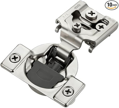 HOME EDIT 10 Pack 5 Pairs 3/4 inch Overlay Soft Close Cabinet Hinges for Kitchen, Stainless Steel Three-Way Adjustable, Concealed Self-Closing Door Hinges