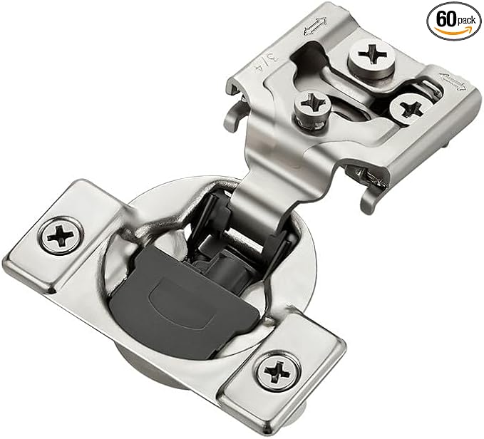 HOME EDIT 60 Pack 30 Pairs 3/4 inch Overlay Soft Close Cabinet Hinges for Kitchen, Stainless Steel Three-Way Adjustable, Concealed Self-Closing Door Hinges