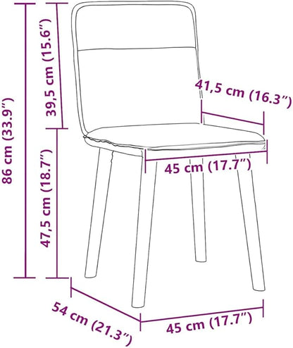 Set of 2 Dark Grey Dining Chairs, Polyester Upholstered, 18.7" Leg, 16.3" Seat, Rubber Wood & Plywood, Lightweight for Kitchen, Living Room, Bedroom