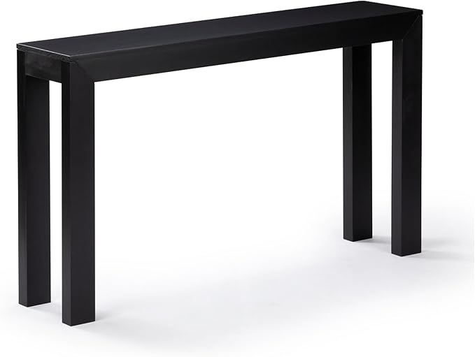 Plank+Beam Modern Solid Wood Console Table, 56 Inch, Sofa Table, Narrow Entryway Table for Hallway, Behind the Couch, Living Room, Foyer, Easy Assembly, Black