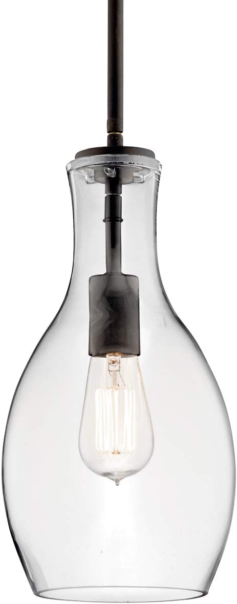 Kichler Everly 13.75" 1 Light Hour Glass Pendant Clear Glass Olde Bronze®