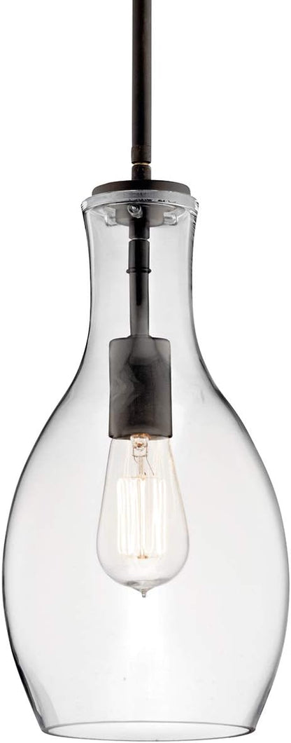 Kichler Everly 13.75" 1 Light Hour Glass Pendant Clear Glass Olde Bronze®