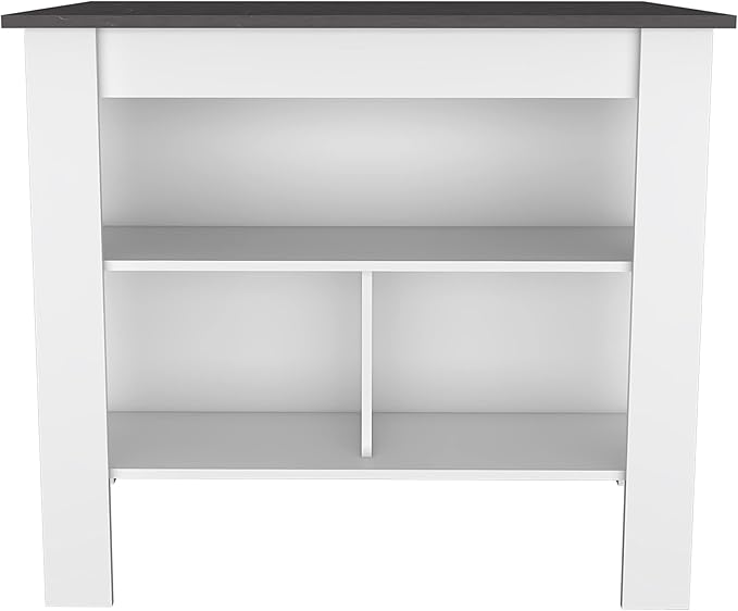 GOWE Cala Kitchen Island, Four Legs, Three Shelves -White/Onyx