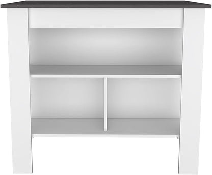 GOWE Cala Kitchen Island, Four Legs, Three Shelves -White/Onyx