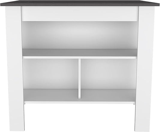 GOWE Cala Kitchen Island, Four Legs, Three Shelves -White/Onyx