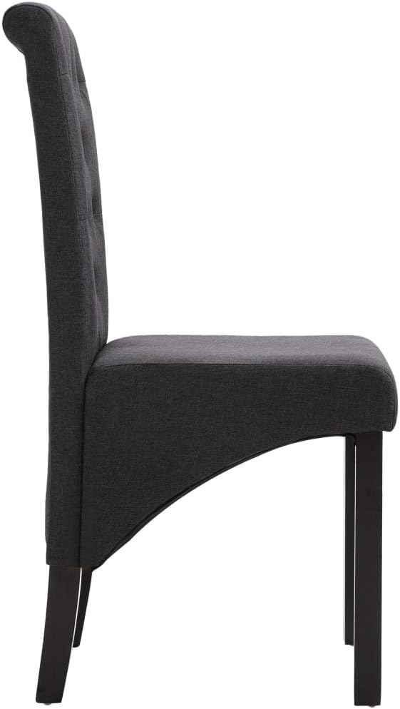 Dark Gray Fabric Dining Chairs Set of 2 with Rubberwood Legs Modern Ergonomic Comfort for Kitchen Dining Room Indoor Furniture