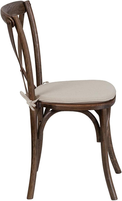 Flash Furniture HERCULES Series Stackable Early American Wood Cross Back Chair with Cushion