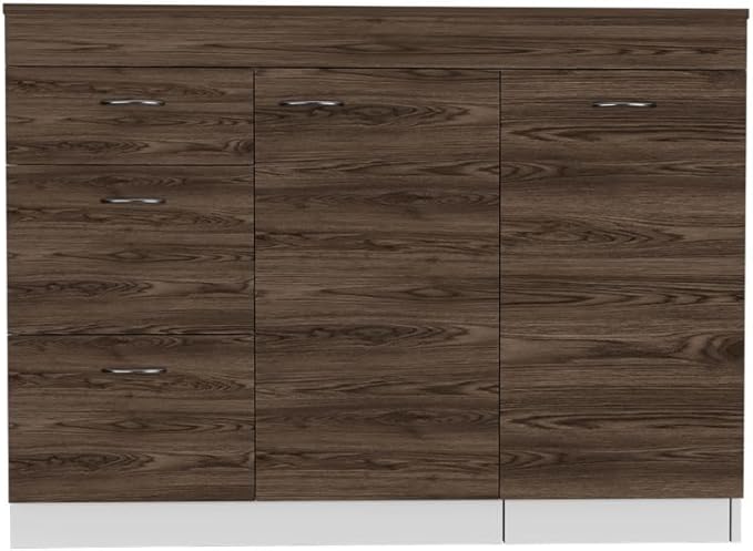 GOWE Laurel 3-Drawer L-Shaped Convertible Kitchen Island White and Dark Walnut
