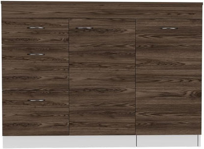 GOWE Laurel 3-Drawer L-Shaped Convertible Kitchen Island White and Dark Walnut