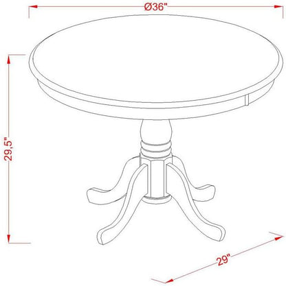 HomeStock Island Oasis Antique Dining Table Made of Rubber Wood Offering Walnut Finish Table Top, 36 Inch Round, Wirebrushed Black Pedestal