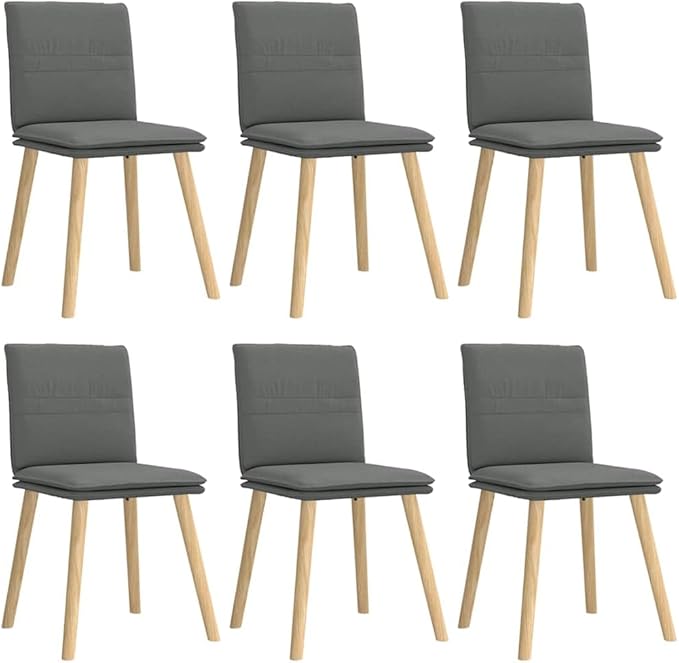 Dining Chair Set of 6 Modern Fabric Polyester Chairs with Dark Gray Finish for Kitchen Dining Room Living Room