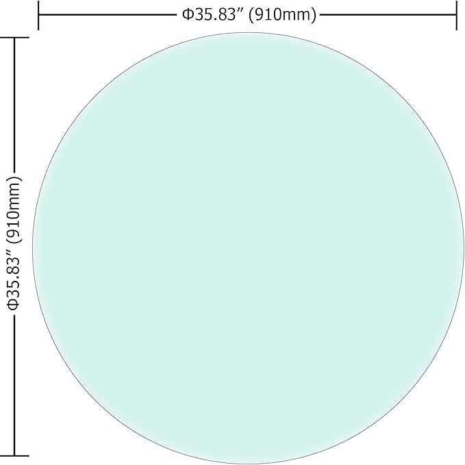 36" Round Glass Table Top - 1/2" Thick Beveled Edge Tempered Glass, Replacement Glass Table Top for Kitchen/Patio Table