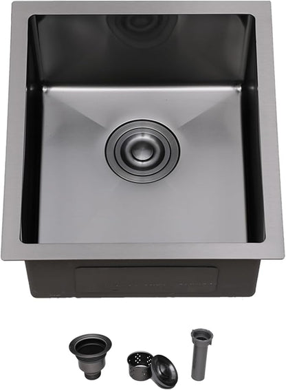 Hotis Undermount Bar Sink, Small Kitchen Sink, Black Bar Sink, Rv Otdoor Stainless Steel Wet Bar Prep Sink, 13 X 15 Inch Single Bowl