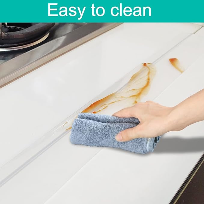 Stove Counter Gap Cover, 2PACK Kitchen Silicone Oven Gap Filler – 21 Inches Countertop Strips Gap Guard, Easy to Clean (Clear)