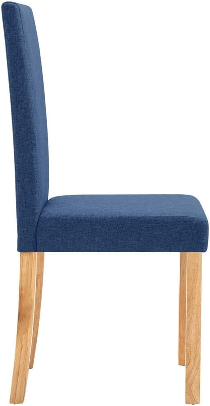 4-Piece Blue Fabric Dining Chairs Set with Rubber Wood Frame - Modern Farmhouse Kitchen Chairs for Dining Room, Living Room, Vanity - Soft Upholstery, Sturdy & Comfortable Seating