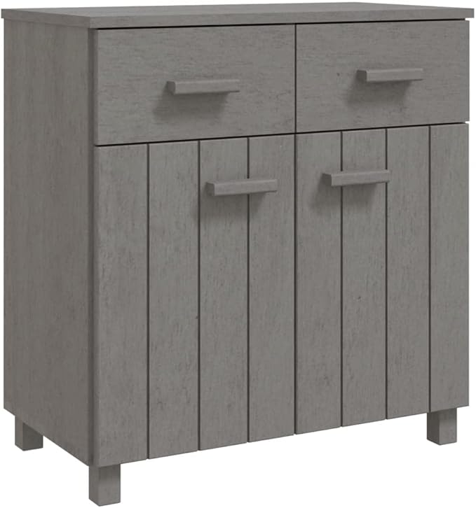 Light Grey Sideboard Buffet Cabinet 31.1x15.7x31.5 in Solid Pine Coffee Bar Kitchen Storage Credenza for Dining Room Living Room Entryway