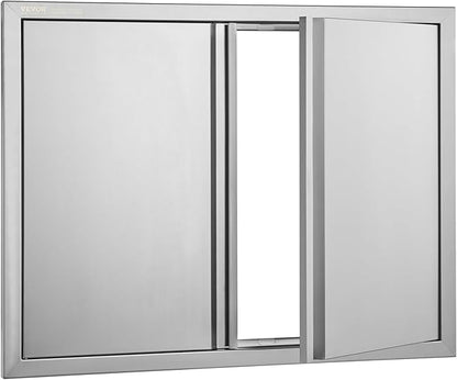 VEVOR BBQ Access Door - 31" W x 24" H Stainless Steel Flush Mount Vertical Door with Recessed Handles,for BBQ Island, Grilling Station, Outside Cabinet