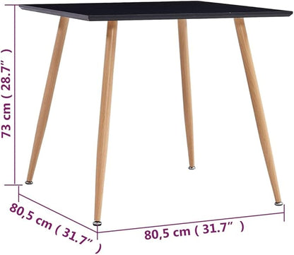 Black Oak MDF Square Dining Table 31.7x31.7x28.7 Inches Modern Compact Size for Small Kitchens Dining Rooms and Apartments