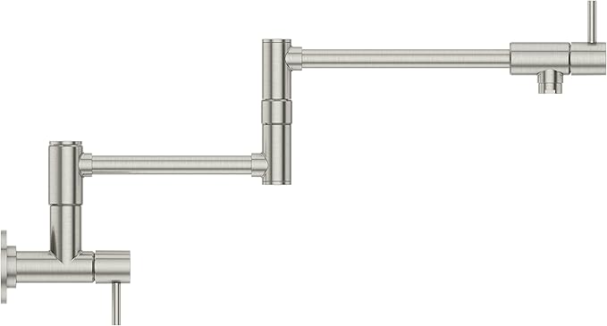 Pfister Lita Pot Filler Kitchen Faucet, 2-Handle, Wall Mounted, Single Hole, Stainless Steel Finish, GT533PFS