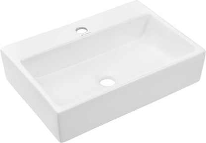 Claire 20 Rectangle Ceramic Vessel Sink, Matte White