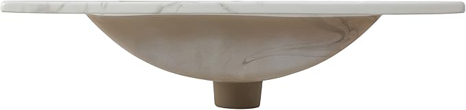 JONATHAN Y SNK1001C Ancillary 3-Hole 24 in. W x 18.25 in. D Classic Contemporary Rectangular Ceramic Single Sink Basin Vanity Top, White Marble Effect