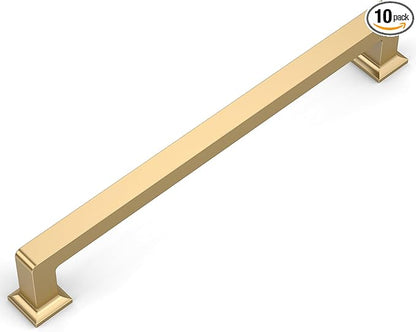 Amerdeco 10 Pack Champagne Bronze Cabinet Pulls 10 Inch Hole Centers Kitchen Cabinet Handles Cabinet Hardware Kitchen Handles for Cabinets Cupboard Handles Drawer Pulls ZH0019