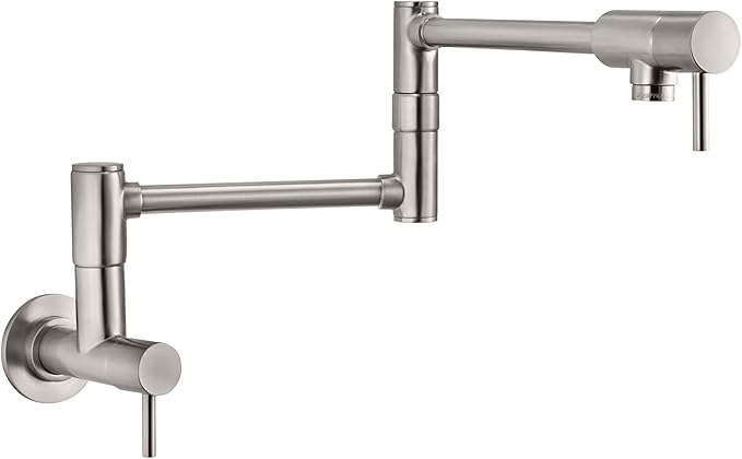 Pfister Lita Pot Filler Kitchen Faucet, 2-Handle, Wall Mounted, Single Hole, Stainless Steel Finish, GT533PFS