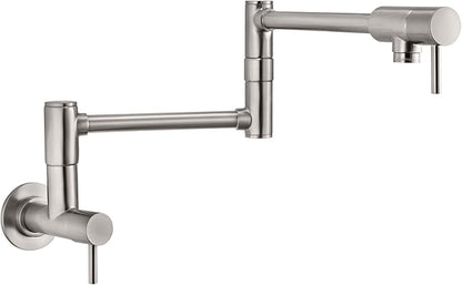 Pfister Lita Pot Filler Kitchen Faucet, 2-Handle, Wall Mounted, Single Hole, Stainless Steel Finish, GT533PFS
