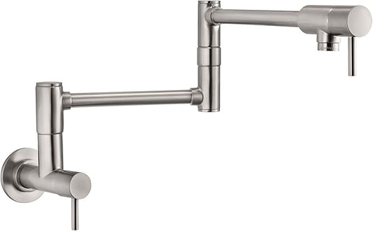 Pfister Lita Pot Filler Kitchen Faucet, 2-Handle, Wall Mounted, Single Hole, Stainless Steel Finish, GT533PFS