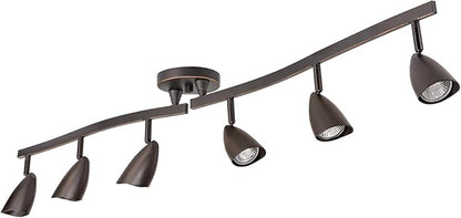 Globe Electric 59376 Grayson 6-Light Adjustable S-Shape Track Lighting, Bronze Color, Oil Rubbed Finish