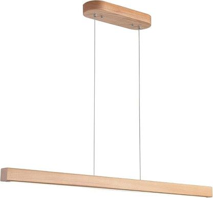 YISDESIGN 71" 40W Wood Linear Pendant Light Fixture Led Dining Room Light Dimmable Hanging Light Fixture for Kitchen Island Dining Room Pool Table Lights Natural