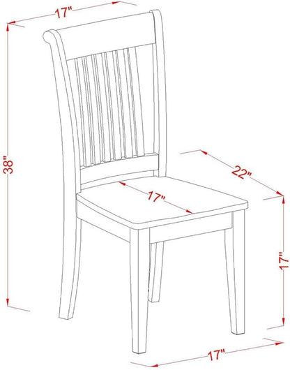 East West Furniture POC-OAK-W Portland Kitchen Dining Chairs - Slat Back Wooden Seat Chairs, Set of 2, Oak