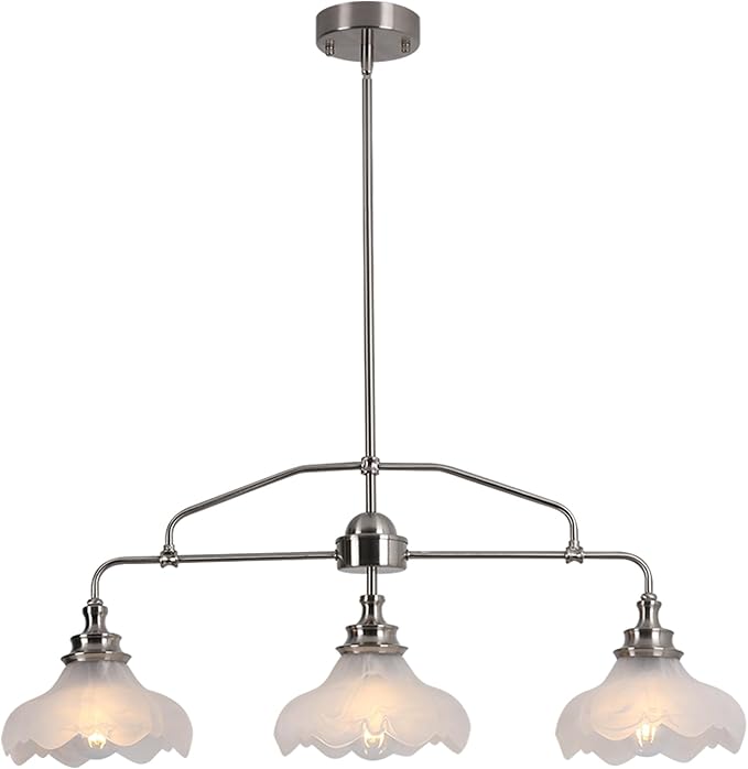 32.5" Modern Kitchen Island Lights with Alabaster Glass Shade, 3-Light Dining Room Lighting Fixtures Hanging, Transitional Multi Pendant Lighting, Brushed Nickel Finish