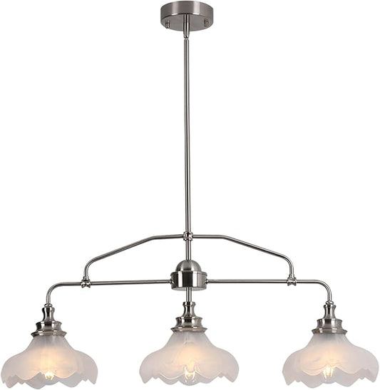 32.5" Modern Kitchen Island Lights with Alabaster Glass Shade, 3-Light Dining Room Lighting Fixtures Hanging, Transitional Multi Pendant Lighting, Brushed Nickel Finish
