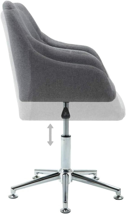 Modern Swivel Dining Chair Light Gray Fabric Upholstered Accent Chair with Adjustable Height 360 Rotation for Kitchen Living Room Bedroom Office
