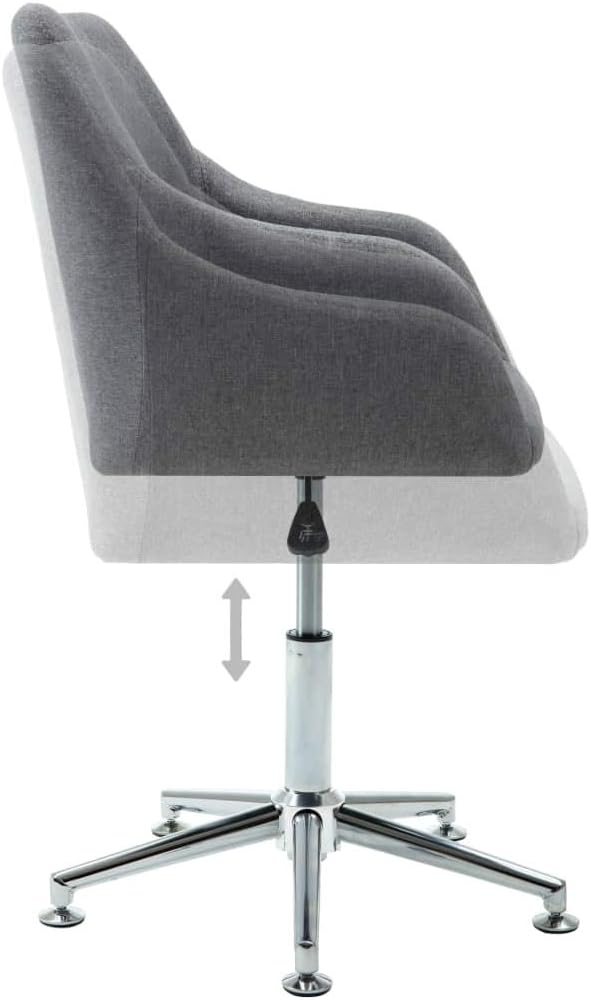Modern Swivel Dining Chair Light Gray Fabric Upholstered Adjustable Height Kitchen and Living Room Furniture with 360-Degree Rotation and Sturdy Steel Legs