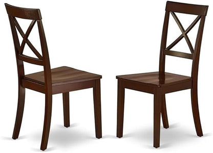 East West Furniture BOC-MAH-W Boston Dining Chairs - Cross Back Wood Seat Kitchen Chairs, Set of 2, Mahogany