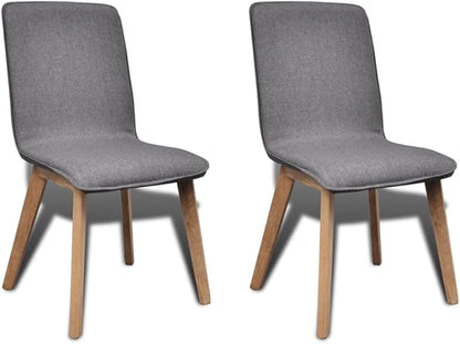 Modern Farmhouse Dining Chairs 2-Pack Dark Gray Fabric with Solid Oak Wood Legs Sturdy Comfortable Seating for Kitchen Dining Room Living Room Furniture