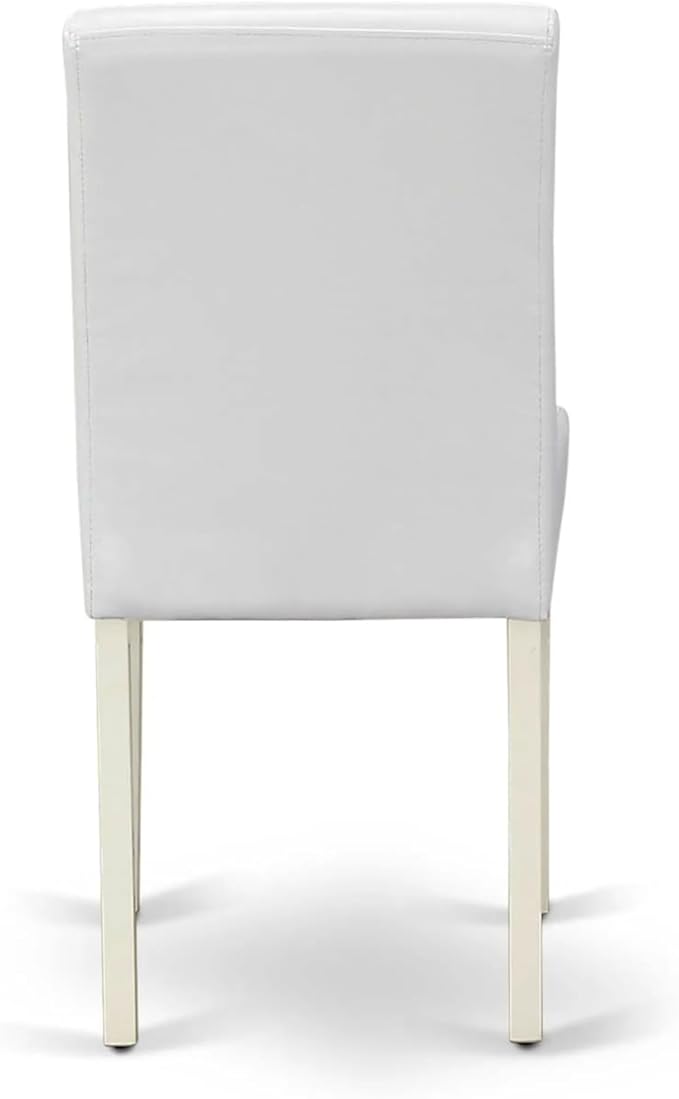 East West Furniture ABP2T64 Abbott Classic Parson Dining Chairs - White Faux Leather Upholstered Chairs, Set of 2, Linen White