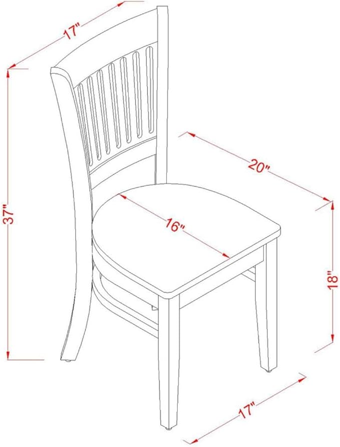 East West Furniture VAC-OAK-W Vancouver Kitchen Dining Chairs - Slat Back Wooden Seat Chairs, Set of 2, Oak