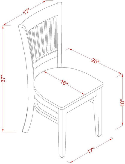 East West Furniture VAC-OAK-W Vancouver Kitchen Dining Chairs - Slat Back Wooden Seat Chairs, Set of 2, Oak