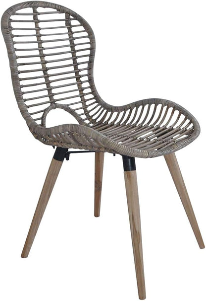 Natural Rattan Dining Chairs Set of 2 Brown Wooden Legs Kitchen Chairs with Vintage Farmhouse Style for Dining Room Living Room and Kitchen Furniture