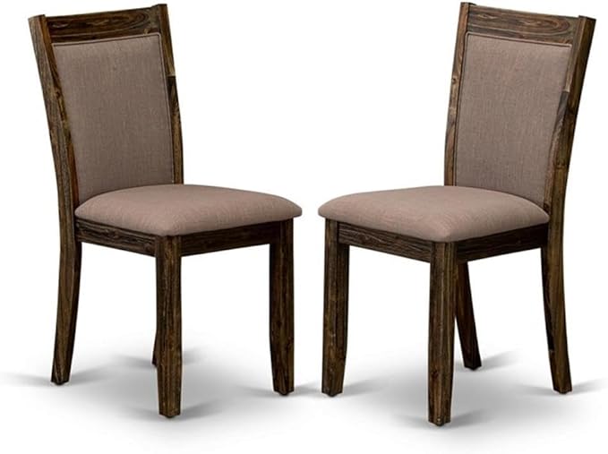 East West Furniture MZC7T48 Monza Parson Dining Chairs - Coffee Linen Fabric Padded Chairs, Set of 2, Distressed Jacobean