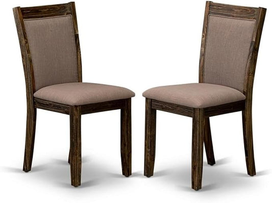 East West Furniture MZC7T48 Monza Parson Dining Chairs - Coffee Linen Fabric Padded Chairs, Set of 2, Distressed Jacobean